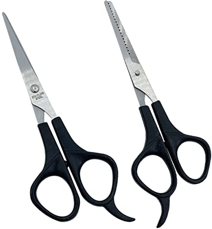 IWOWHERO 2piezas Tijeras De Peluquería Inoxidable De Cortar y Entresacar Para Profesional y Doméstico