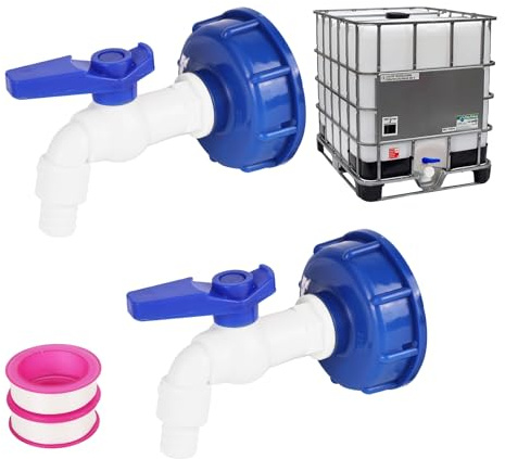 2 grifos IBC, conector de 3/4 y 1/2, accesorios para tanque IBC, grifo de jardín, para contenedor de 1000 l, adaptador para depósito de agua