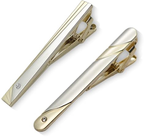 JEYORZY 2 Piezas de Pasador de Corbata Clip,Hombre Clip Corbata,Pasadores de Corbata,Metal Clips de Corbata Clásicos para Negocio para Bodas y Reuniones de Negocios(Oro)