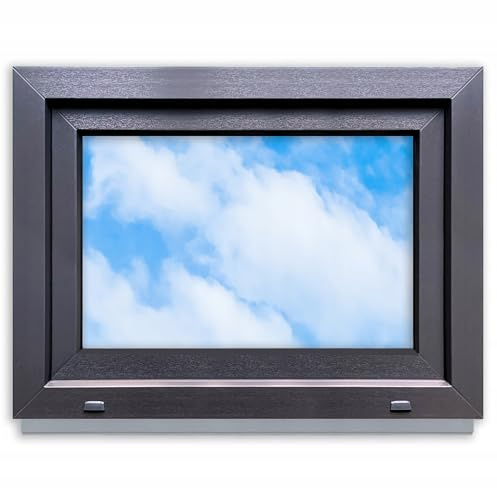 LORAC Ventana de plástico blanco antracita 800 x 600 mm, 80 x 60 cm, PCV, DIN derecha, inclinable y expositable, doble acristalamiento, ahorro de energía, ventana con certificado CE para sótano y