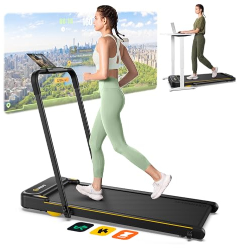UREVO Walking Pad, Cinta de Andar, Cinta de Correr Debajo Escritorio, Ultra Delgado y Silencioso para Hogar y Oficina, Máquina de Correr Portátil de 2,5 HP con App y Control Remoto, MAX.120 kg