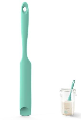U-Taste spatola per barattoli, spatola silicone piccola con punta flessibile a cucchiaio e nucleo robusto per mescolare, raschiare e spalmare pasta madre, burro di arachidi e marmellate (Aqua Sky)