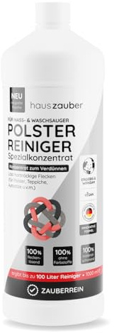hauszauber - NEU Waschsauger Polsterreiniger [EXTRA REIN] - 1000 ml Konzentrat - Ideal für Waschsauger, Nasssauger - Teppichreiniger, Für Autositze, Teppiche, Couch, Sessel, schaumarm mit Frischeduft