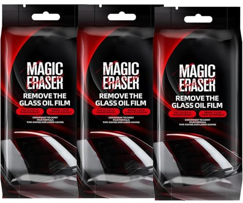 Éponge nettoyante pour vitres de voiture, nettoyant pour pare-brise, dégraissant pour vitres, améliore la clarté et la visibilité (3pcs)