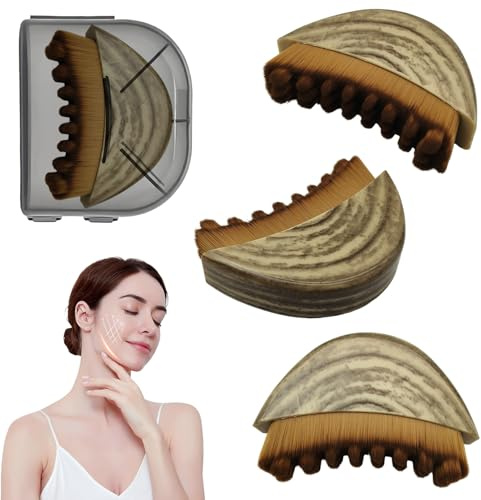 3 Piezas Cepillo Facial de Contorno Linfático,Cepillo Drenaje Linfatico Facial,Lymphatic Contour Face Brush,Cepillo Facial de Cepillado en seco,masajeador for Aliviar la Fatiga, escultura de barbilla