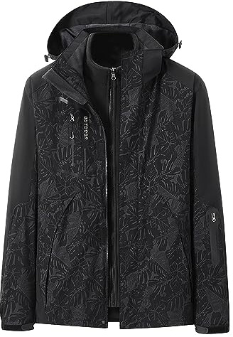 Femme Veste 3 in 1 Imperméable en Plein Air Légère Softshell Manteau De Pluie Escalade Vêtements De Randonnée Montagne Multi-Poches Coupe-Vent Softshell Doublé Polaire Automne Hiver Manteau
