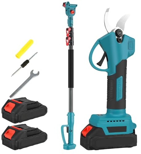 Tijeras De Podar Electricas,Motosierra Telescopica 6 Pulgadas,podadora electrica bateria,4 En 1 Kit De Herramientas Con Baterías,Adecuado Para Podar Ramas,600W (Tijeras de podar + pértiga extensible)