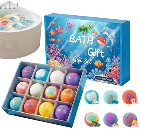 Hiemible Da Bagno Al Sale Per Bambini - 12 Pezzi Set Scatola Rilassante Naturale - Pallina Divertente Da Vasca Per Bambini,per il Bagno la Vasca la Casa l'Abitazione Interno Esterno Ragazze Ragazzi