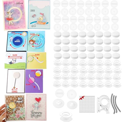 122Pcs/Set Gliders and Mini Action Wobbles Set with Cutting Dies Double Sided Adhesive Circles for Small Wobblers Movers Card Making DIY Scrapbooking Arts Projects Scrapbooking Tools