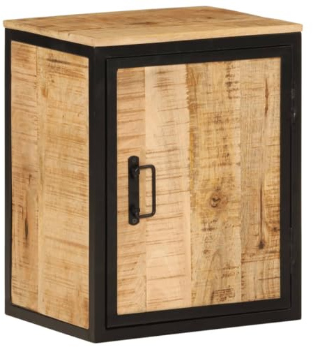 Mangloder Badskåp av massivt mangoträ och järn 40 x 30 x 50 cm, badrumsmöbler med förvaringsutrymme, utrymmesbesparande och robust, perfekt för gäster, toalett och tvättbord förvaring