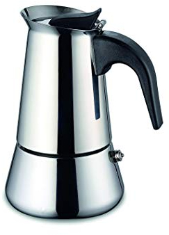 Weis Espressokocher für 2 Tassen 100ml Edelstahl Silber, Maße: 9,5cm x 9cm x 14,5cm, 16972