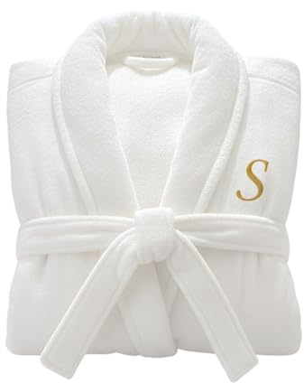 Star and Stripes Personalised 100% Luxury Velour Cotton White Bathrobe – Soft Spa & Hotel Quality Unisex Robe for Couples with Custom Text Embroidery S/M