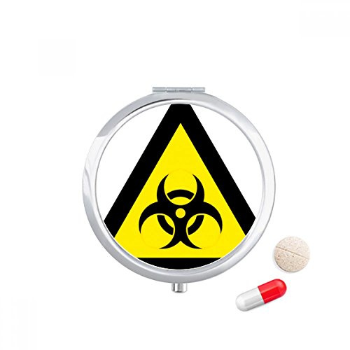 DIYthinker Warning Symbol Yellow Black Infection Triangle Travel Pocket Pill case Medicine Drug Storage Box Dispenser Mirror Gift