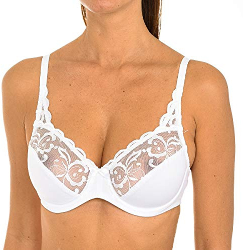 Playtex Soutien-Gorge avec Armatures en Microfibre Essential Elegance Embroidery Femme x1, Blanc, 105B