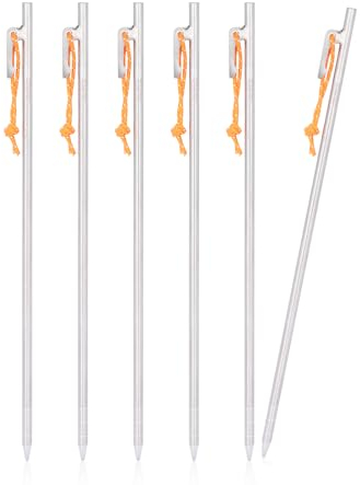 iBasingo 35cm Zelt Heringe Titanlegierung Pegs Camping Zelt Stakes Outdoor Markisen Pins Leichte Heavy Duty Zelt Nägel Wandern Backpacking Zeltzubehör für Harten Boden 6 Stück/Lot Ti4012P35L