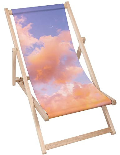 DreamRoots Liegestuhl Klappbar Holz aus Buchenholz, bis 130 kg belastbar, 3-Fach verstellbare Rückenlehne, waschbarer Polyesterbezug