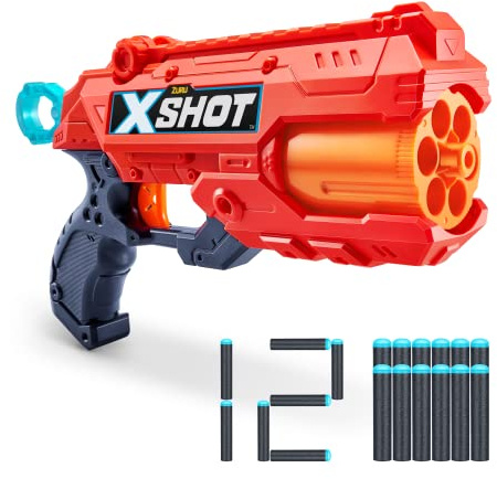 ZURU - XSHOT - Excel - Reflex 6 - Pistolet Flèches Mousse - Livré avec 12 flèches - Tire Jusqu’à 27 mètres - 36433-22