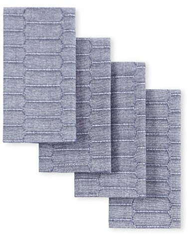 Martha Stewart Honeycomb Modern Farmhouse Napkin 4-Pack Set, Blue, 19x19