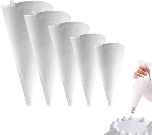 EULAPGOE 5 Pezzi sac a Poche Cotone,25/30/35/40/45cm sac a Poche Professionali, sac a Poche Riutilizzabile, sac a Poche Stoffa per Cottura Dolci, Biscott