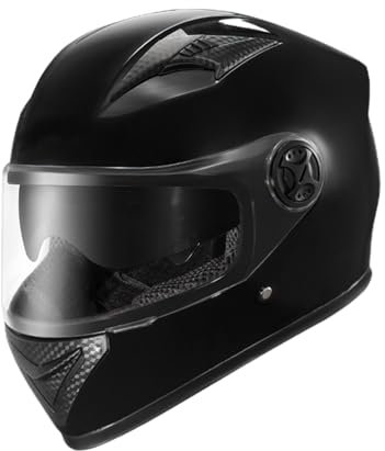 Monozoz Cascos De Moto para Adultos Casco Integral para Moto, A Prueba De Viento, Negro, Compatible con Motocicleta, Certificación DOT