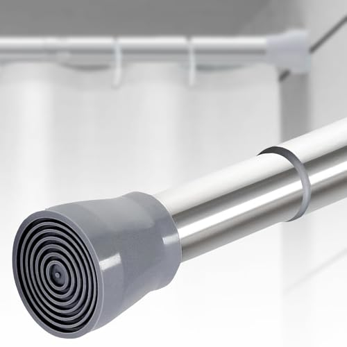 1PC Extendable Shower Curtain Pole Tension Rods No Screws Shower Pole Bathroom for Curtains (Silver 65-85cm, 25mm Diameter)