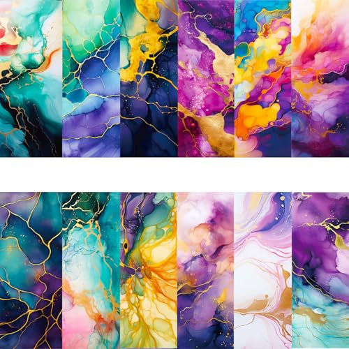 24 Blatt Buntes Muster Scrapbooking Papier 12 Motive Aquarellmotiv Dekorpapier Bastelpapier Block mit Muster 6 X 6 Decoupage Papier Dekorativ Motivpapier für DIY Kartenherstellung Basteln Zubehör