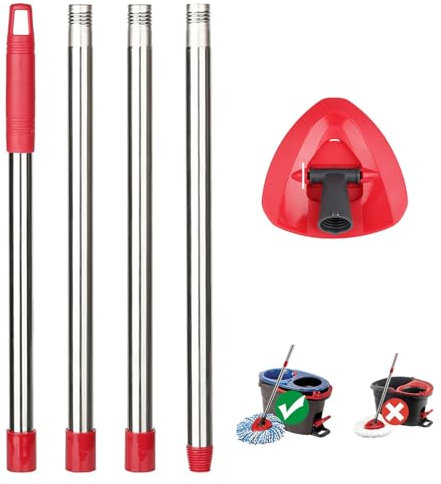 sgizoku Mop Handle,Base Compatible with Viledar H2pro RinseClean Spin Mops Refills and Bucket - Adjustable 76-148cm Stainless Steel Mop Stick for Easy Cleaning - Not Fits Viledar Turbo 1Tank