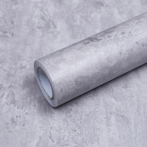 FEILAYS Självhäftande ljusgrå självhäftande betongutseende grå betongcement tapeter dra 3D betong självhäftande tapeter möbelklistermärken vinylfolie matt självhäftande film väggfolie för badrum 40 cm