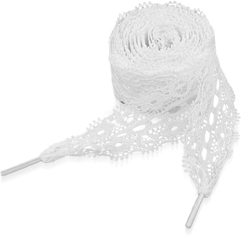 Ouligay 2 par 3 cm breda skosnören för sneakers, vita träningsskor, skosnöre, fina, platt skosnöre, ihåliga, 117 cm långa skosträngar, feta skosnören för vuxna, kvinnor, flickor, Vitt, Large