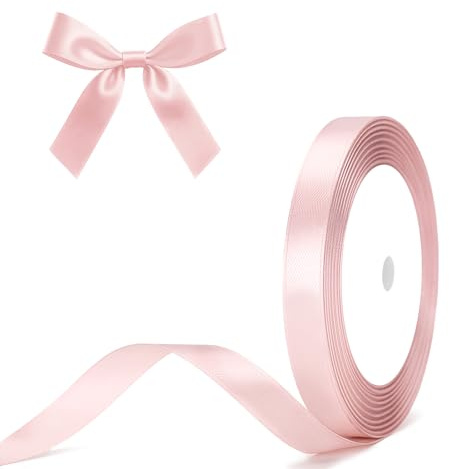 G2PLUS Baby Pink Satin Ribbons 10mm: Thick Deocrative Gift Wrap Ribbons for Crafting, Party Decoration, 22m