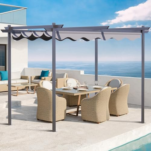 Alivio Steel Frame Pergola, Outdoor Gazebo Pergola with UV-Resistant Canopy, PE Polyester Backyard Patio Sun Shade Roof (3 x 2M)