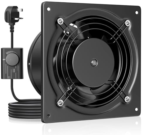 HG Power 150mm Kitchen Extractor Fan, Quiet Wall Ventilation Fan with UK Plug, 6 Inch Exhaust Fan with Backdraft Damper for Bathroom, Kitchen, Garage – Black