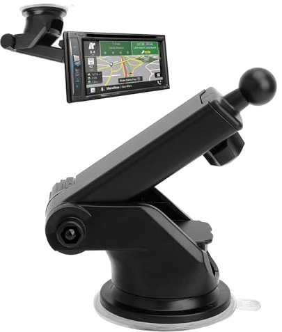 KQDRAVINE Navi Halterung Auto, Universal Saugnapf Navihalterung mit 17.2mm Ersatz Kugelgelenk, Ausziehbar für Auto Telefonhalterung, GPS Carplay, Dash Cam Armaturenbrett, Windschutzscheibe