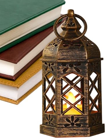 Piccola lanterna decorativa - Lanterna d'epoca con candela LED lampeggiante, decorazione retrò per interni esterni, soggiorno, camera da , cucina, mensola per finestra, casa, matrimonio, Pasqua