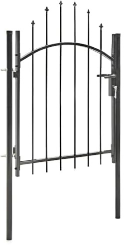 Cancello da Giardino in Acciaio 1x1.5 m, Design Arcuato con Bloccaggio, Cancello Giardino Esterno, Cancelletto Giardinos, Portoncino Ingresso Esterno, per Recinzione Giardinos e Patio, Colore Nero