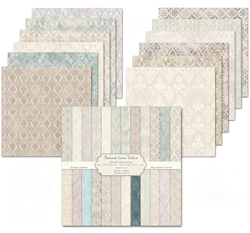 24 ark scrapbook-papper, 30,5 x 30,5 cm, 24 mönster dubbelsidigt mönsterpapper, dekorativt pappersset, flerfärgat hantverkspapper för gör-det-själv fotoalbum och klippbokdekoration (beige, 12 x 12 tum