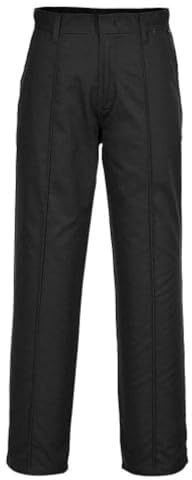 Portwest 2885 Preston Byxor Polyester Hållbar 3 Fickor Sy Söm i Mitten Fram | Svart, UPF 50+, Lång Passform, 245 G Fortis Polybomull, Veck med Sömmar, Sydd Främre Mittsöm, 2 Sidofickor, Yttre Hudtyg