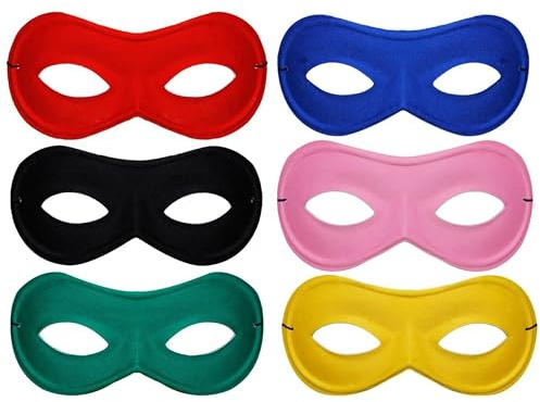 Rosa superhjälte-mask – 3-pack – rosa ögonmask på elastisk sträng – hjälte och skurk maskeraddräkt tillbehör