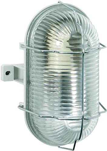 Plafoniera Ovale da Parete o Soffitto, Brennenstuhl, Portalampada con Gabbia Protettiva in Filo Zincato, Attacco E27, Max 60W, Applique per Interno & Esterno, IP44