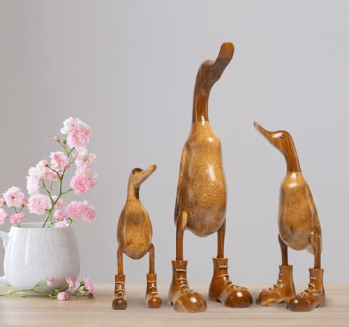 Rikmani - Figura de Madera Botas de Pato Naturaleza - Figura de Madera Hecha a Mano para Regalar 46 cm
