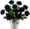 Kisflower 12xHalloween-Dekorationen, schwarze Blumen, künstliche schwarze Rosen, realistische Blumen mit einem Stiel, Seide, künstliche Rosenstrauß für Hochzeit, Party, Büro, Heimdekoration (schwarz)