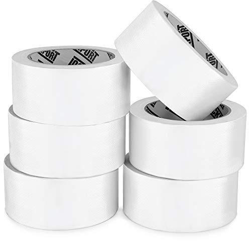 Lockport Duct Tape Heavy Duty Waterproof,20 Yards x 2 Inch,Strong Adhesive Roll for Indoor & Outdoor Repair,No Residue,Tear by Hand - Duct Tape Bulk Value (White, 6-Pack)