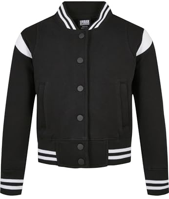 Urban Classics Giacca da ragazza Inset College Sweat Jacket, nero/bianco, 134 cm-140 cm