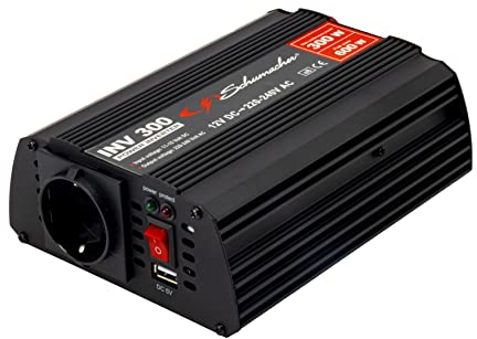Schumacher Electric INV300 - Inverter 600W 12V a 220V - Onda Sinusoidale Modificata - Sicurezza Sovratensione/Surriscaldamento - Auto, Furgone, Barca