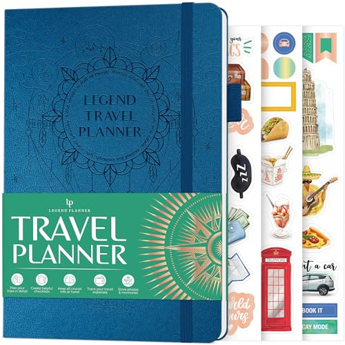 Legend – Planificateur de voyage – Organisateur d'itinéraire de vacances – Journal de voyage pour femmes, hommes et couples – Carnet de voyage, A5 (bleu mystique)