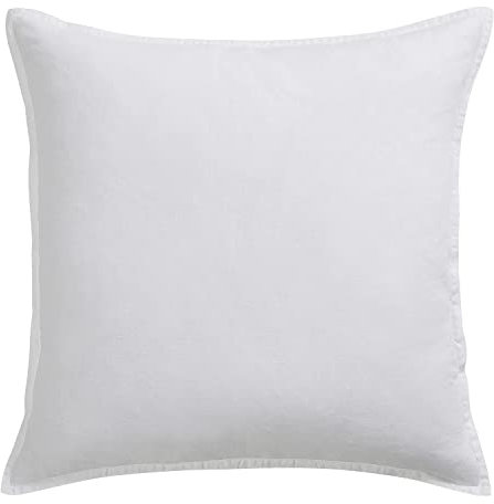 HiEnd Accents Leinen-Bettwäsche, 100% französisches Flachs-Leinen, Euro-Kissenbezug, 68,6 x 68,6 cm, weiß, einfarbig, atmungsaktiv, langlebig, kühlendes Leinen, Euro-Kissenbezug