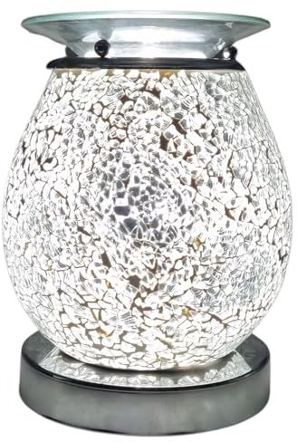 Cello Silver Mosaic Touch Electric Wax Melt & Oil Burner – Scented Fragrance Diffuser, Home & Living Room Décor, Night Light, Bedroom & Office Accessories Present Gift Touch Control