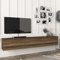 [en.casa] Mueble TV Suspendido Mesa TV Flotante con 3 Compartimientos Puertas Abatibles Aglomerado 180 x 31 x 30 cm - Nogal