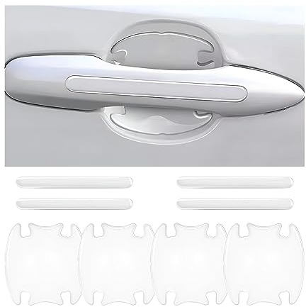 JNNJ 8Pcs Car Door Handle Transparent Anti-Scratch Stickers, Car Door Protector Clear Covers, Auto Paint Guard Pads Films, Auto Side Anti-Collision Decals, Universal Protection Strips for Vehicles