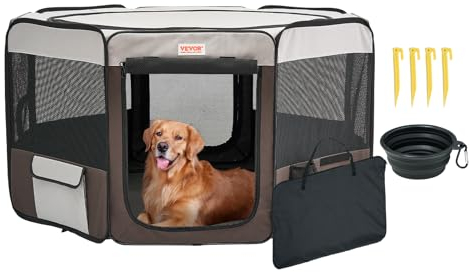 VEVOR Welpenlaufstall aus 600D Oxford-Gewebe Welpenauslauf 1168 x 1168 x 584 mm Tierlaufstall mit 8 Netzpaneelen Laufstall faltbar Freilaufgehege Ideal für Hunde Hasen Katzen usw.